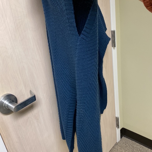 Oversized Navy Blue Open Front Poncho Shawl Sweater Cardigan One size - Picture 13 of 13